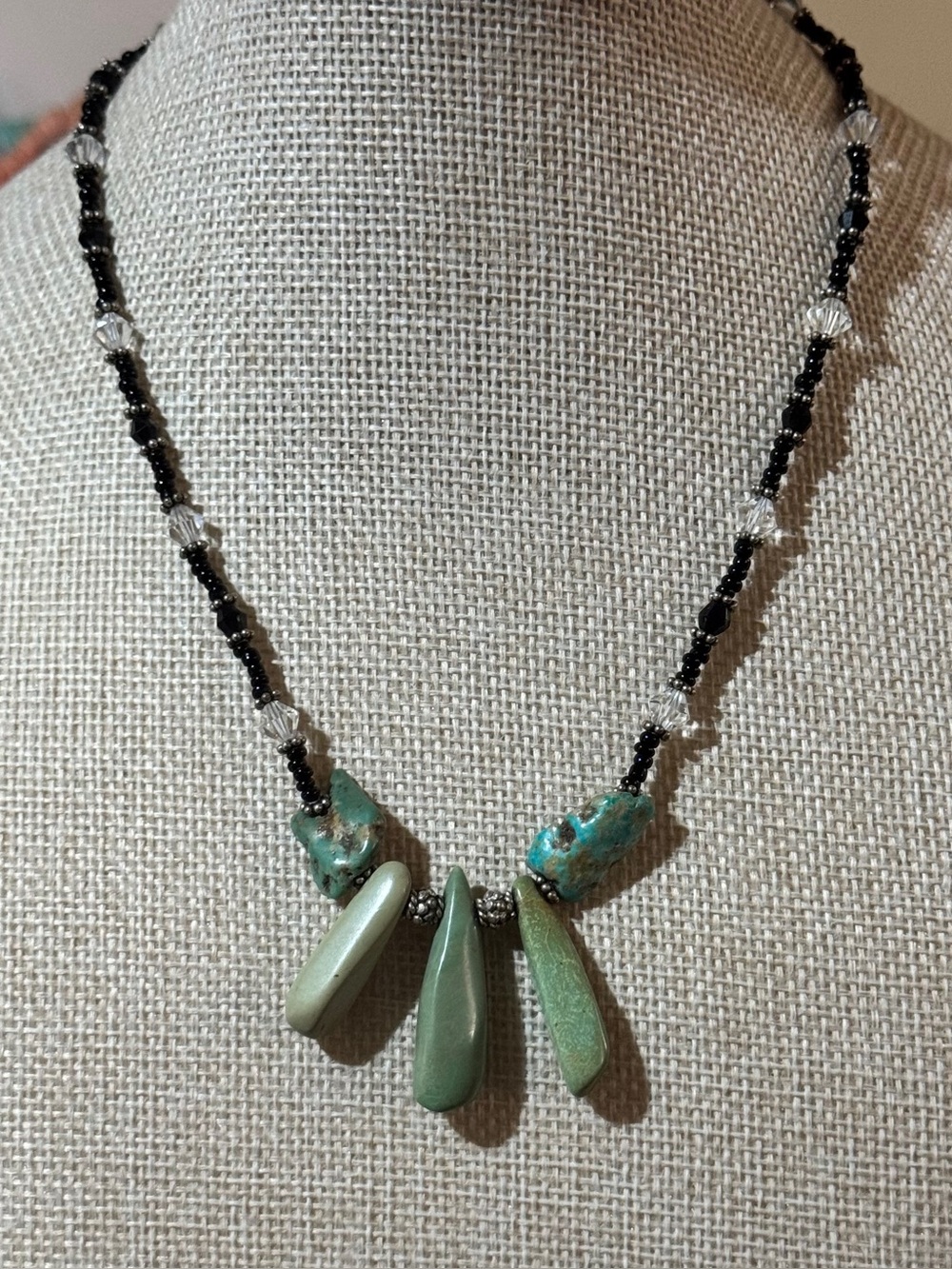 Turquoise Gemstone Drop Handmade Artisan Necklace
